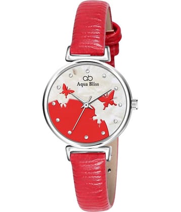 AQUA BLISS - Red Leather Analog Womens Watch