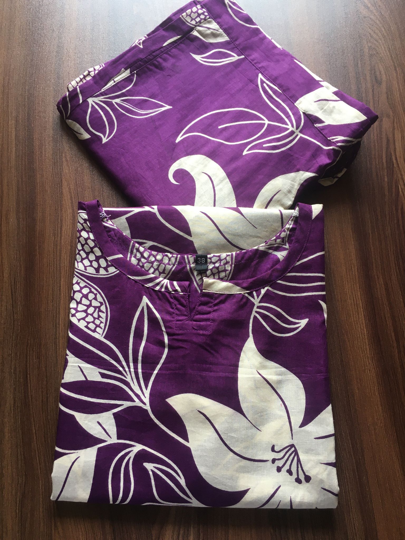 Lily Flower - Purple - Cord Set - Pure Cotton-42 - XL