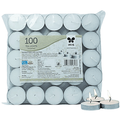 IRIS Tealights Wax Candle Set Unscented, 10 g (Set of 10)