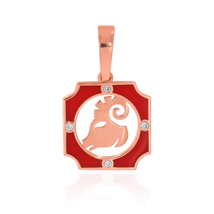 Senco Gold Aries Stellar Spark Diamond Pendant (0.8 gram / 0.016 Ct / HI-SI / 14K Rose Gold)
