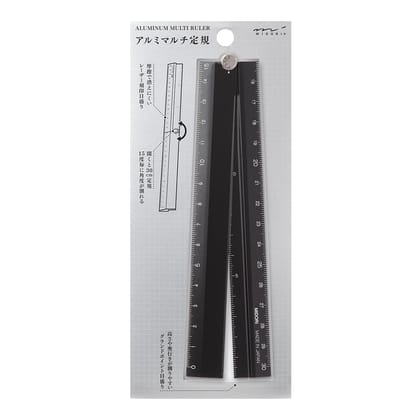 Midori Aluminum Multiple Ruler 30 cm - Black A