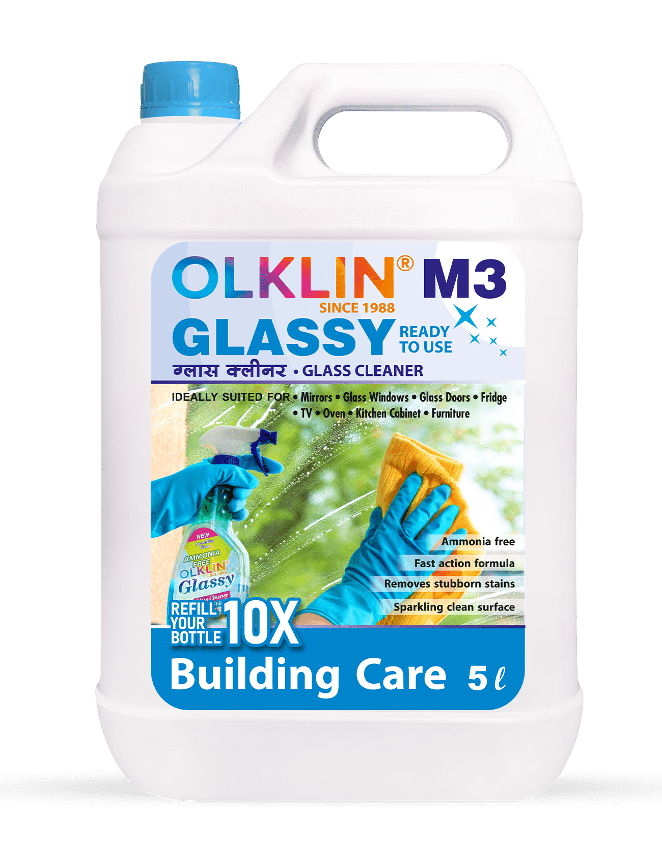 OLKLIN®-M3 GLASSY RTU (Glass Cleaner) - Refill-5 ltr