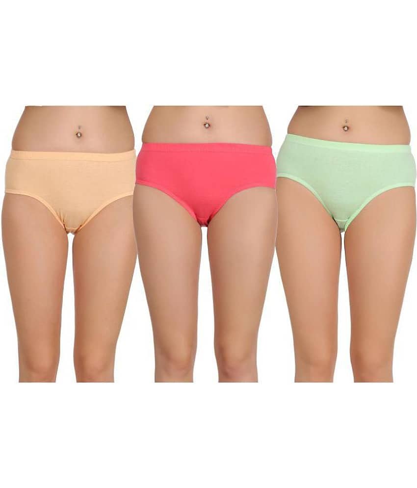 Eve's Beauty Pack of 3 Cotton Women's Hipsters ( Multi Color )