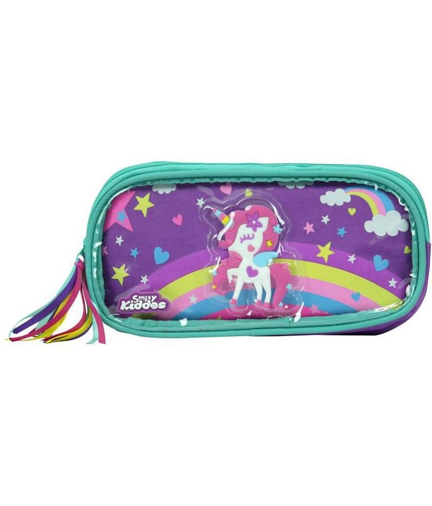 Smily Kiddos | Fancy Transparent Pencil Case (purple) | School Kids Pencil Cases | Kids Pencil pouch