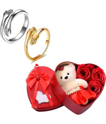 FASHION FRILL - Silver Couple Ring ( Pack of 3 )