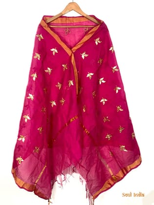 Chanderi Gota Patti Dupatta- Magenta