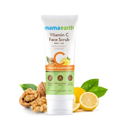 Mamaearth Vitamin C Face Scrub for Glowing Skin, With Vitamin C and Walnut For Skin Illumination (100 g) Mamaearth Vitamin C Face Scrub for Glowing Skin, With Vitamin C and Walnut For Skin Illumination (100 g) - Clear / 100 g (Pack of 1)