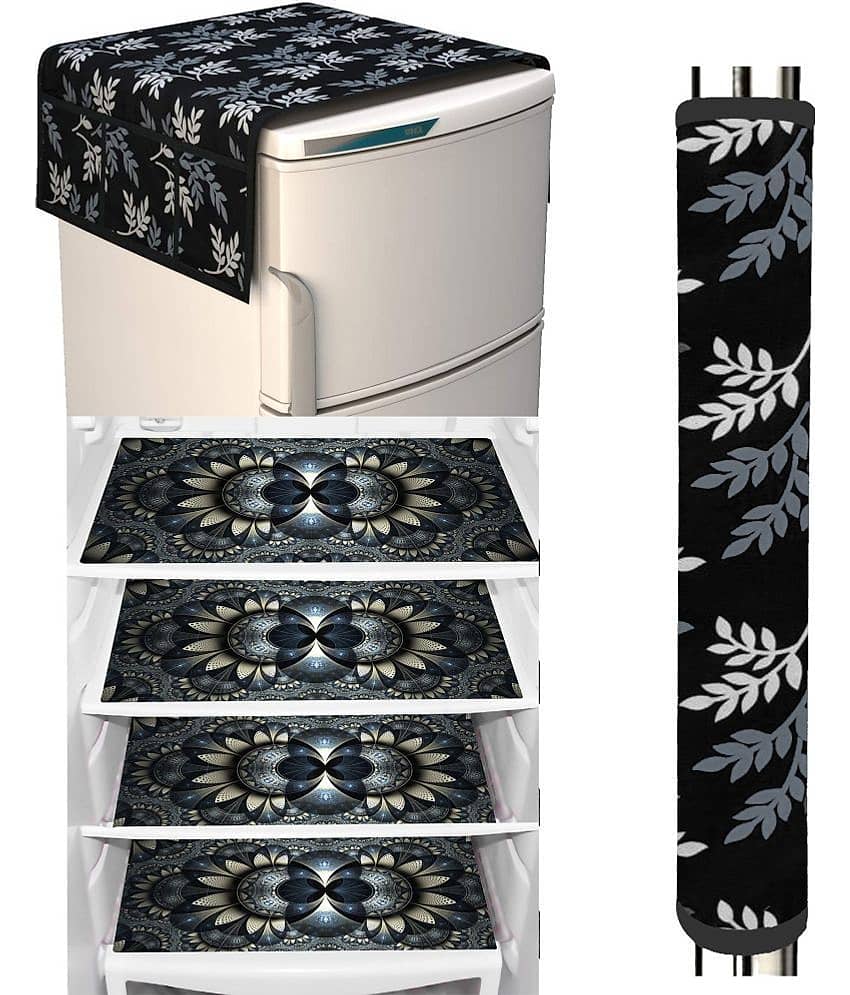 Crosmo Polyester Floral Printed Fridge Mat & Cover ( 64 18 ) Pack of 6 - Multicolor
