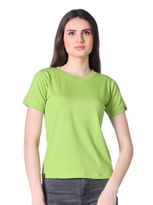 Women's Cotton Blended Solid Round Neck Half Sleeve T-Shirt (Green, L)-PID56326