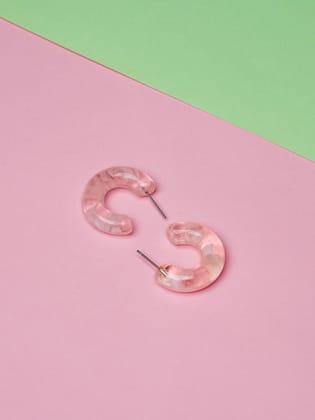 Pink Resin Hoop Earring