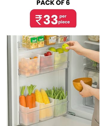 SHARUJA Fridge Side Door Polyproplene Transparent Multi-Purpose Container ( Set of 6 )