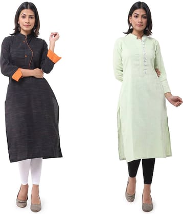 DESHBANDHU DBK - Multicolor Cotton Women's Straight Kurti ( Pack of 2 )