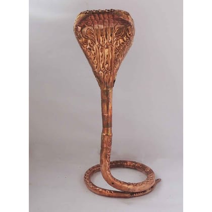 Copper Panch Mukhi Cobra � Spiritual Five-Head Snake Idol, Height : 13.4 Inch (ZMAS312 D)