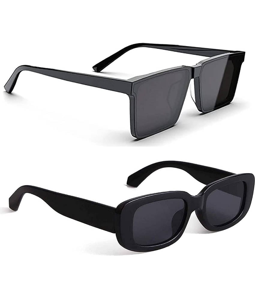 Elligator Black Rectangular Sunglasses ( Pack of 2 )