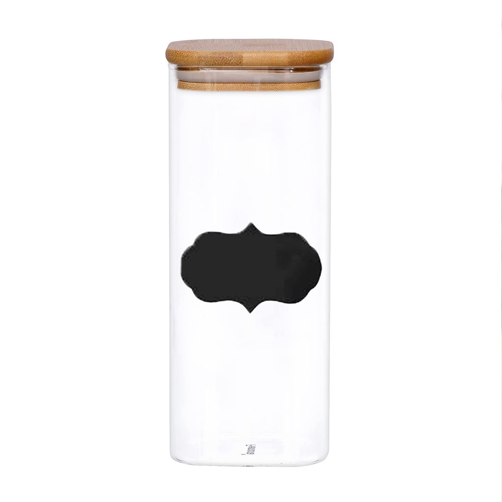 Femora Borosilicate Glass Bamboo Lid Air Tight Jar - 1000 ML, Set of 4, Free Replacement of Lids