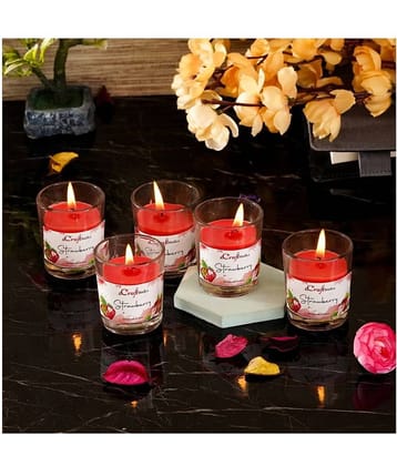 eCraftIndia Set of 5 Strawberry Scented Glass Candle