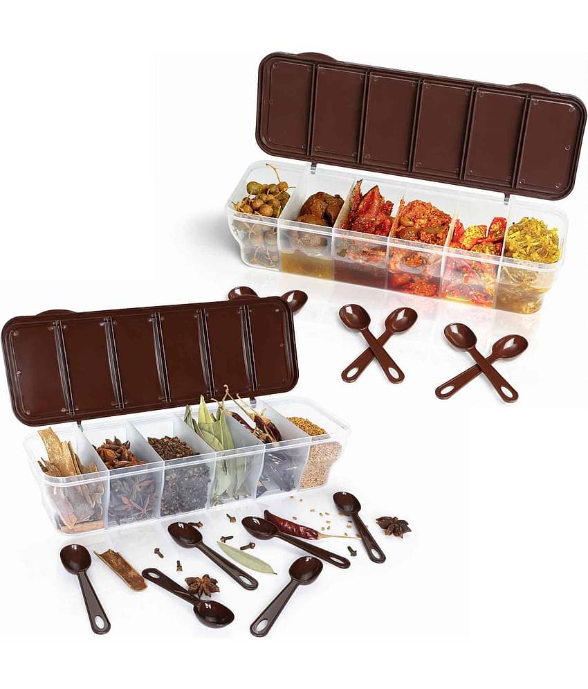 MAGICSPOON Spice Box Set Polyproplene Brown Multi-Purpose Container ( Set of 2 )