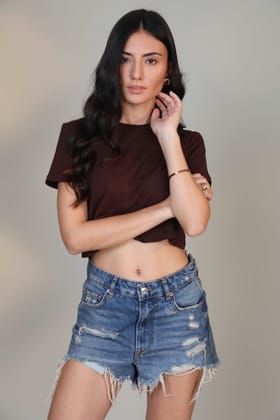Crop Top- Brown-XS