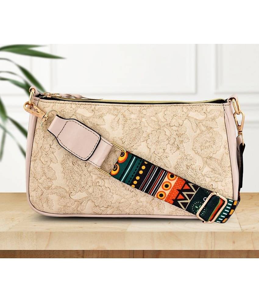 Lychee Bags Sling Bag PU Set of 1 ( Cream )