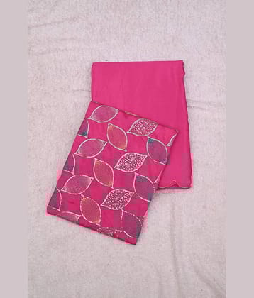 A TO Z CART Chiffon Embellished Saree With Unstitched Blouse Piece ( Green )