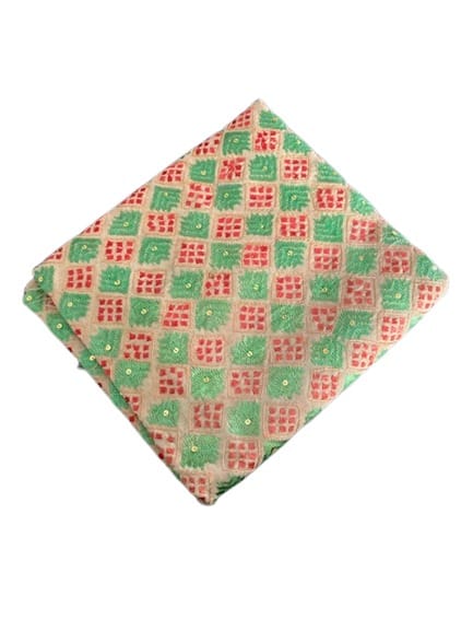 Green Colour Hand stitched Dupatta 