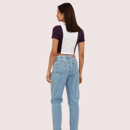 "Camper Chic" Contrast Zip Crop Top