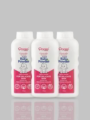 Popees Herbal Baby Powder for Delicate Skin 200g - Pack of 3-200gm