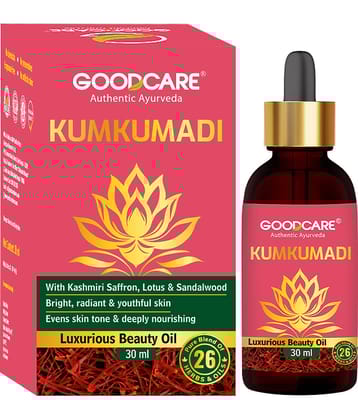 Goodcare Kumkumadi Face Beauty Oil, With Saffron, Lotus, Sandalwood, Brightens Skin, Evens Tone, Reduces Pigmentation and Spots 30ml