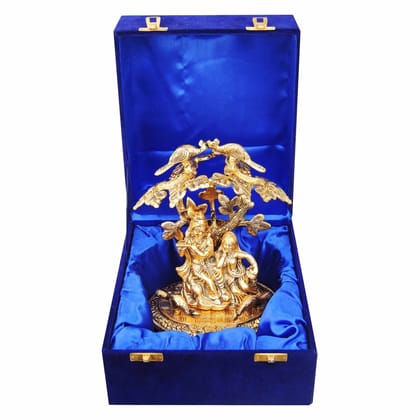 Aluminium Radha Krishna Idol Under Tree � Decorative Showpiece, Height : 8 Inch (ASMAS134 G)