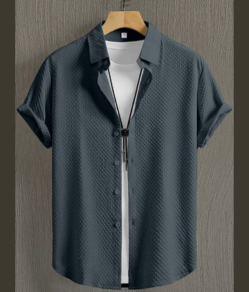 color bucket Cotton Blend Regular Fit Popcorn Textured Half Sleeves Men's Casual Shirt - Grey ( Pack of 1 )
