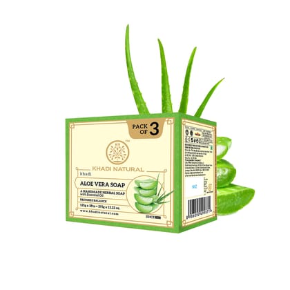 Khadi Natural Aloevera Soap Combo Pack Of 3 – 125gm Each Khadi Natural Aloevera Soap Combo Pack Of 3 – 125gm Each