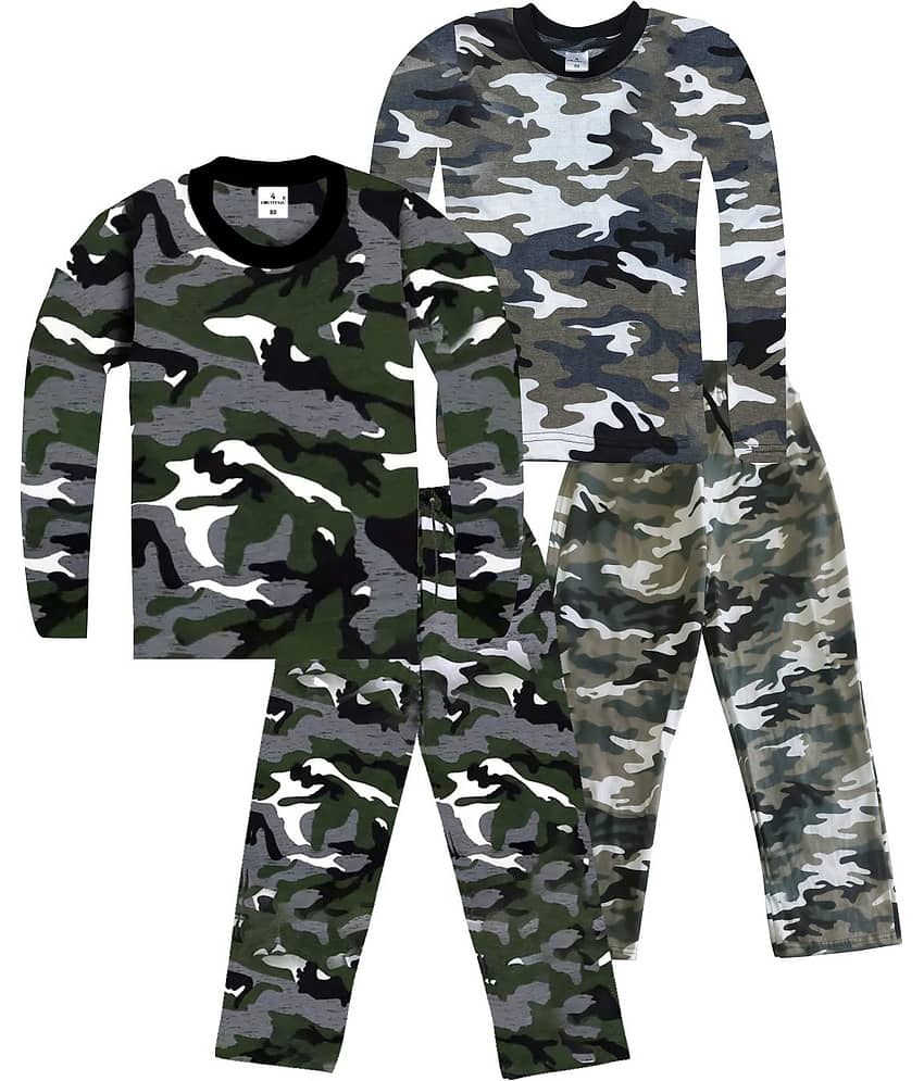 COOLTEES4U Pack of 2 Unisex Cotton T-Shirt & Trackpants Set ( Multicolor )