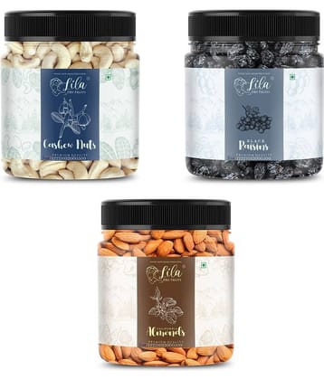 Lila Dry Fruits Cashew (500gm), Almond(500gm) & Black Raisin(500 gm) Combo | Kaju Badam Kishmish
