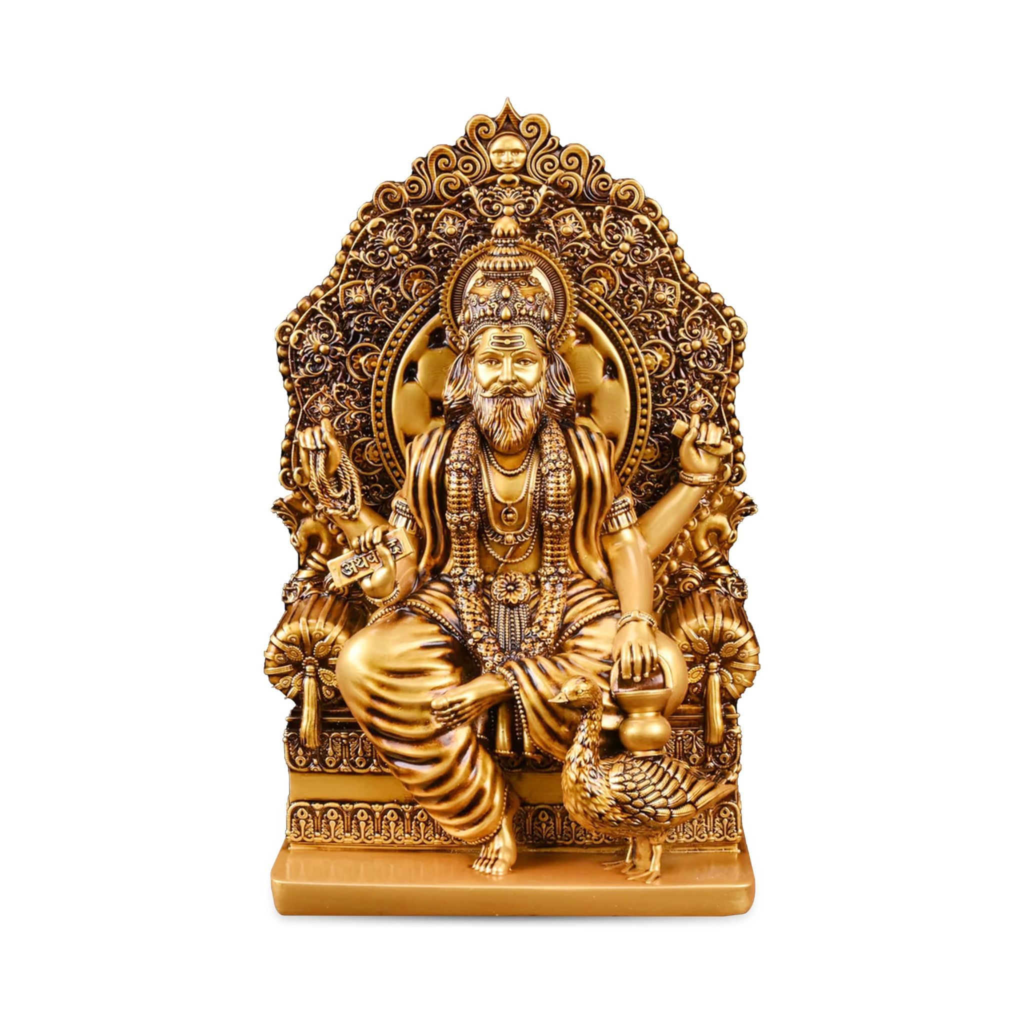 Artarium Lord Vishwakarma Idol Brahma Ji Bhagwan Murti God Idol Decorative Showpiece for Car Dashboard Home Decor (Vishwakarma Ji 4 Inch)