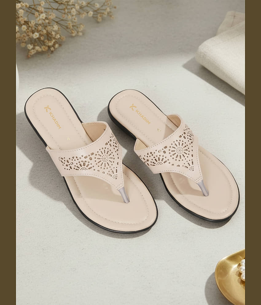 KHADIM Beige Women's V-strap Flats