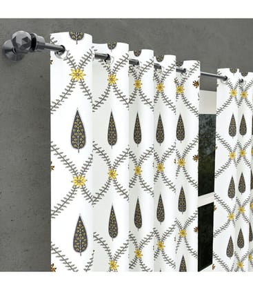 Pookalam Bloom Curtains Rihaa Hand Block Printed in Yellow & Grey ( 5 feet ) Pookalam Bloom Curtains Rihaa Hand Block Printed in Yellow & Grey ( 5 feet )