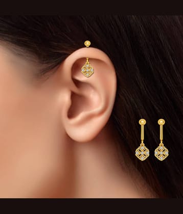 Drashti Collection Golden Jhumki Earrings ( Pack of 1 )