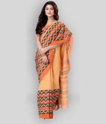 Desh Bidesh Cotton Self Design Saree With Unstitched Blouse Piece ( Yellow )