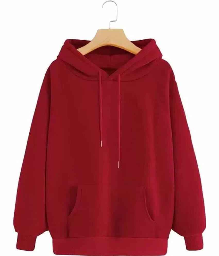 FABRIPPLE Fleece Hooded Men's Sweatshirt - Maroon ( Pack of 1 )