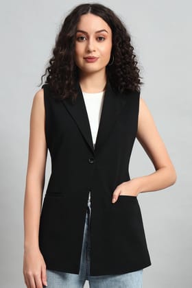 Polished Power Vest Jacket, Black-XS