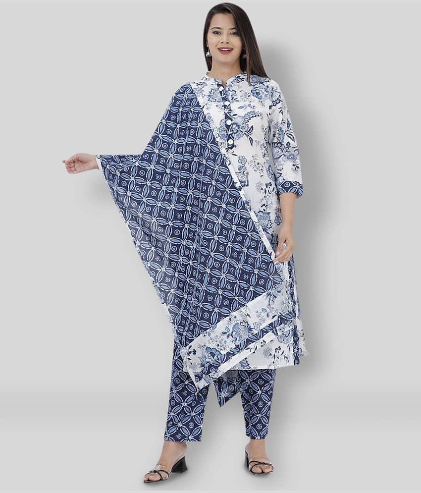 JC4U - White Straight Cotton Women's Stitched Salwar Suit ( Pack of 1 )