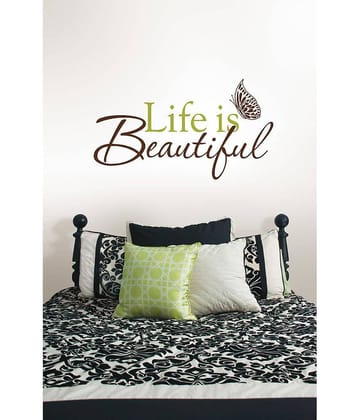 Decor Villa Life is beautiful PVC Vinyl Multicolour Wall Stickers