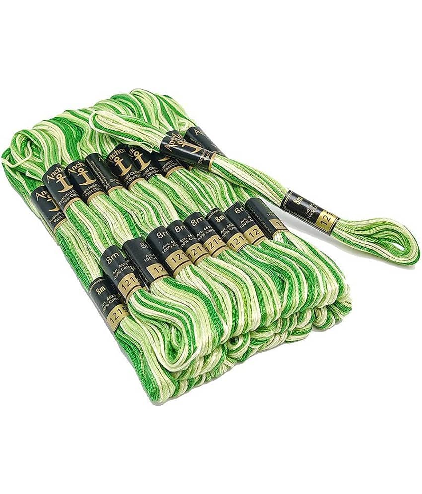 PRANSUNITA Anchor Stranded Double Shaded- 6 Strand Cross-Stitch Hand Embroidery Stranded Cotton Craft Sewing Floss Thread, Pack of 10 (1215 Anchor)