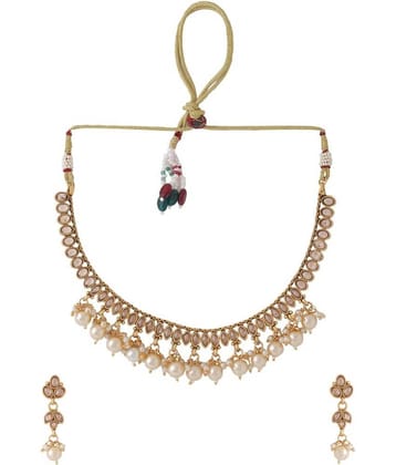 VIRAASI - Golden Brass Necklace Set ( Pack of 1 )