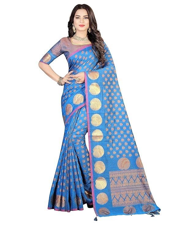 MSRETAIL Woven Bollywood Cotton Linen Saree