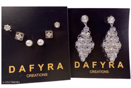 Versatile Silver Delight: 1 Pair + 3 Studs Combo for Every Occasion