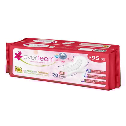 everteen XL Neem Safflower Sanitary Pads for Women - 20 Pads, 280mm-Cottony-Soft / 1 Pack
