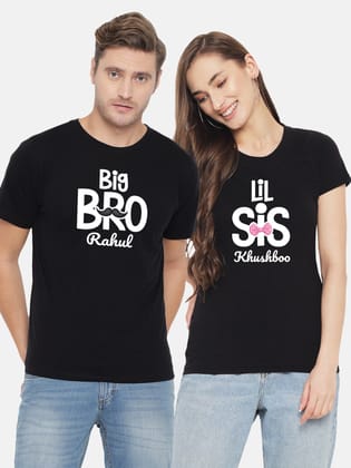 Lil Sis - Big Bro w/ Custom Name-Black