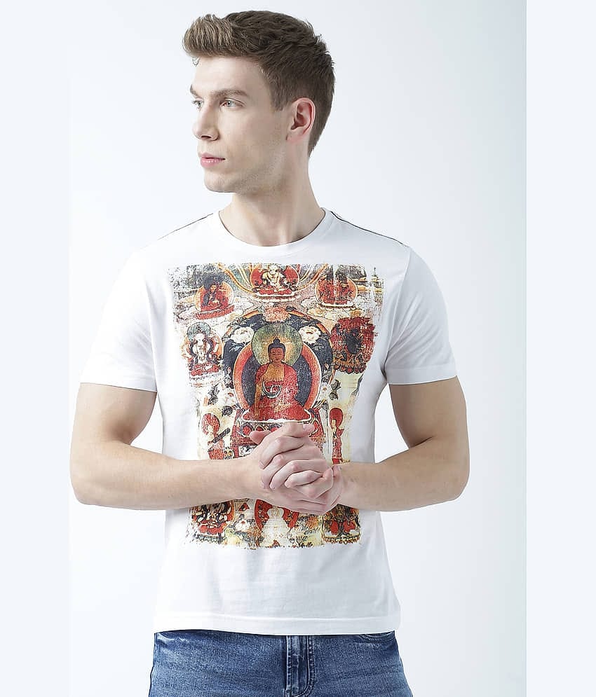 Huetrap Pack of 1 Cotton Regular Fit Men's T-Shirt ( White )