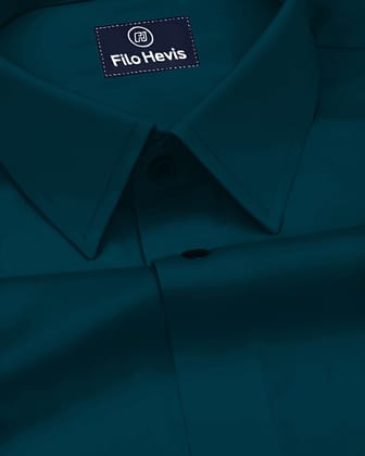 Single pocket 100% cotton formal shirts - Teal Blue-M